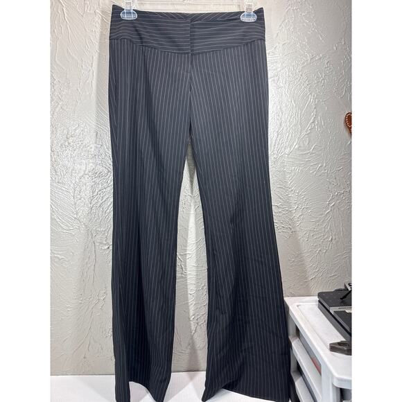 Hailee Pants - Hailee Women's Black Pinstriped Stretchy Dress Pants Wide Leg Preppy Size 30x32